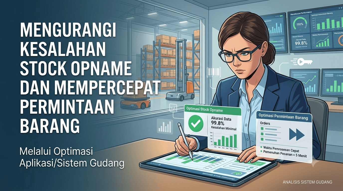 Mengurangi kesalahan stock opname dan mempercepat permintaan barang melalui optimasi aplikasi/sistem gudang